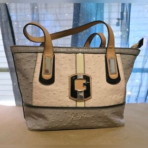 Guess Jengo Lighr Coral and Dusty Purple Small Tote Satchel
